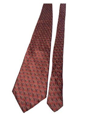 Stafford Mens Silk Tie Red Geometric Pattern Silk